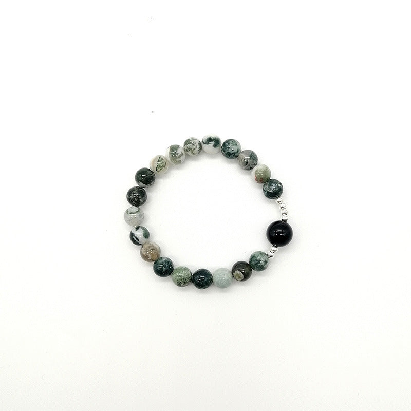 Natural Water Plants Agate Bracelet Silver Accessories
