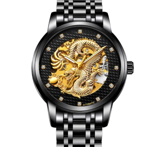 Fully Automatic Skeleton Waterproof Luminous Atmospheric Gold Business Dragon Watch
