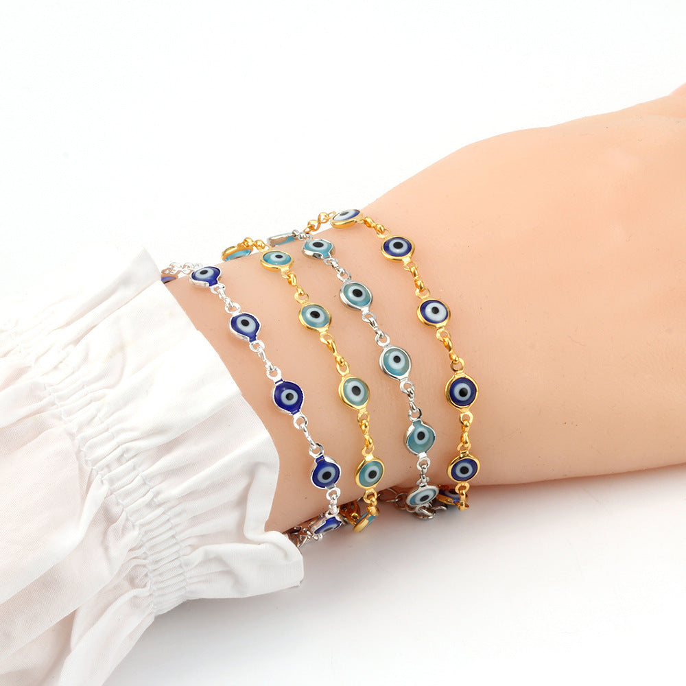 Women Men Jewelry Gold Color Link Chain Colorful Enamel Bacelet