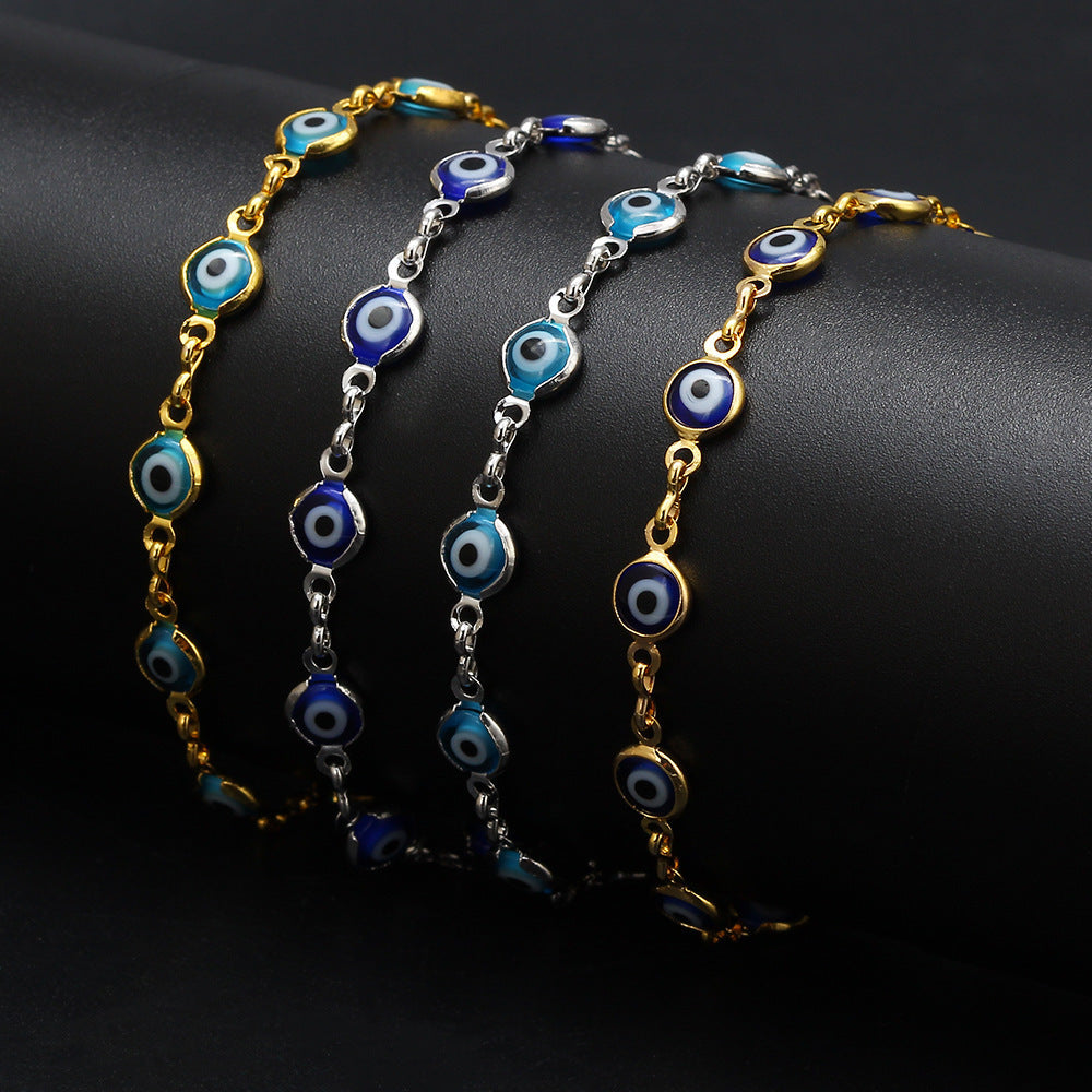 Women Men Jewelry Gold Color Link Chain Colorful Enamel Bacelet