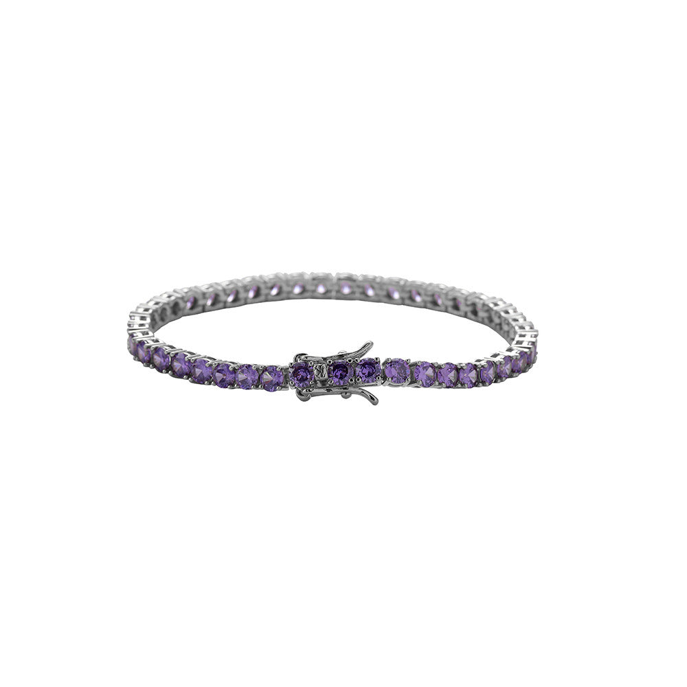 Purple Zirconium Single Row Copper Tennis Bracelet