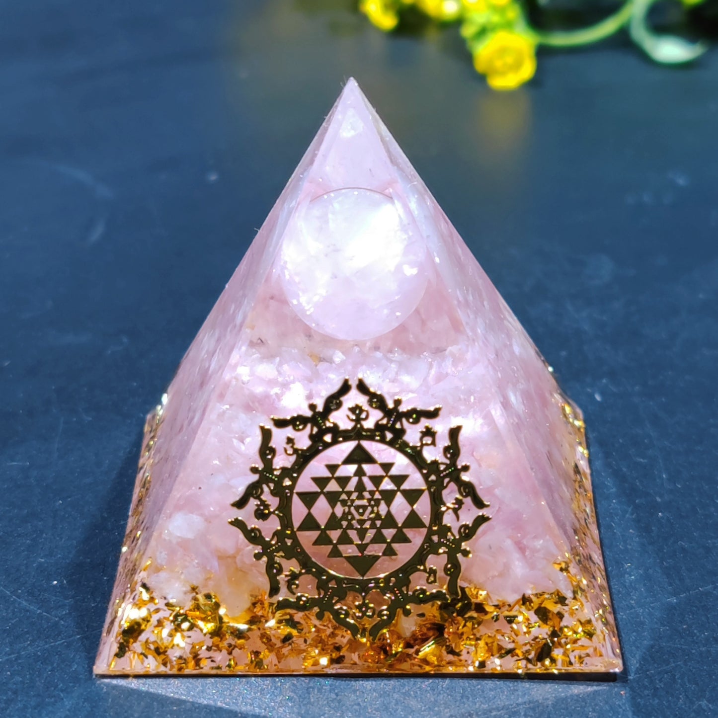 Crystal Ball Crushed Stone Pyramid Home Crafts