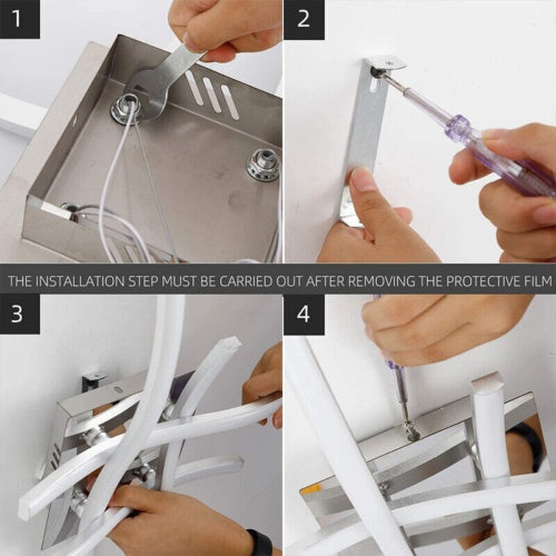 Ceiling Light 4 Wave Lights Modern Kitchen Living Room Bedroom Lamp LED Dimmable