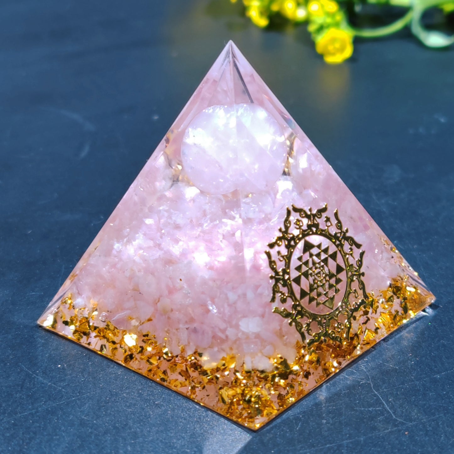 Crystal Ball Crushed Stone Pyramid Home Crafts
