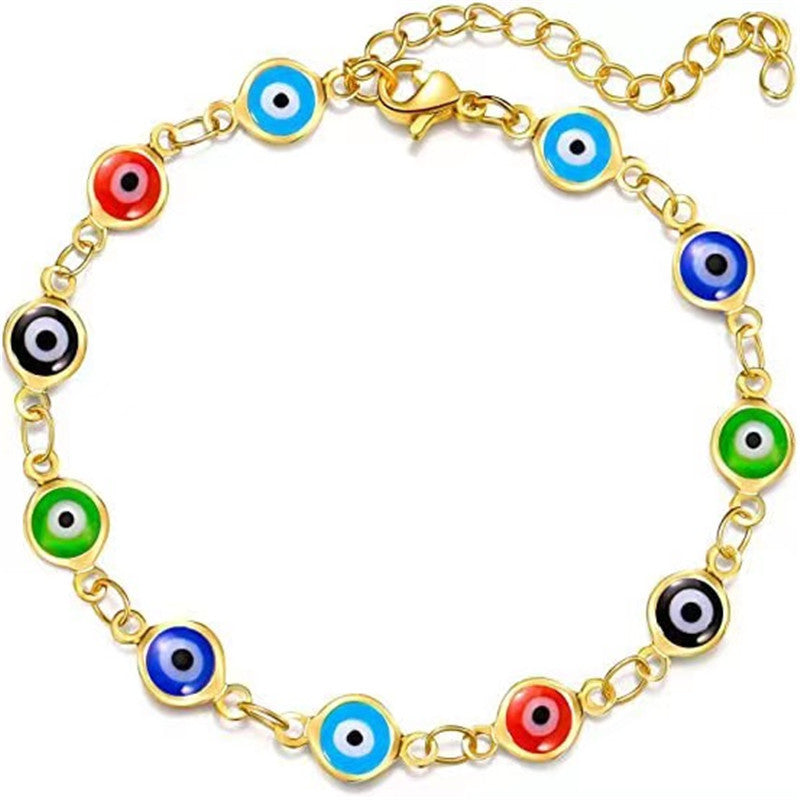 Women Men Jewelry Gold Color Link Chain Colorful Enamel Bacelet