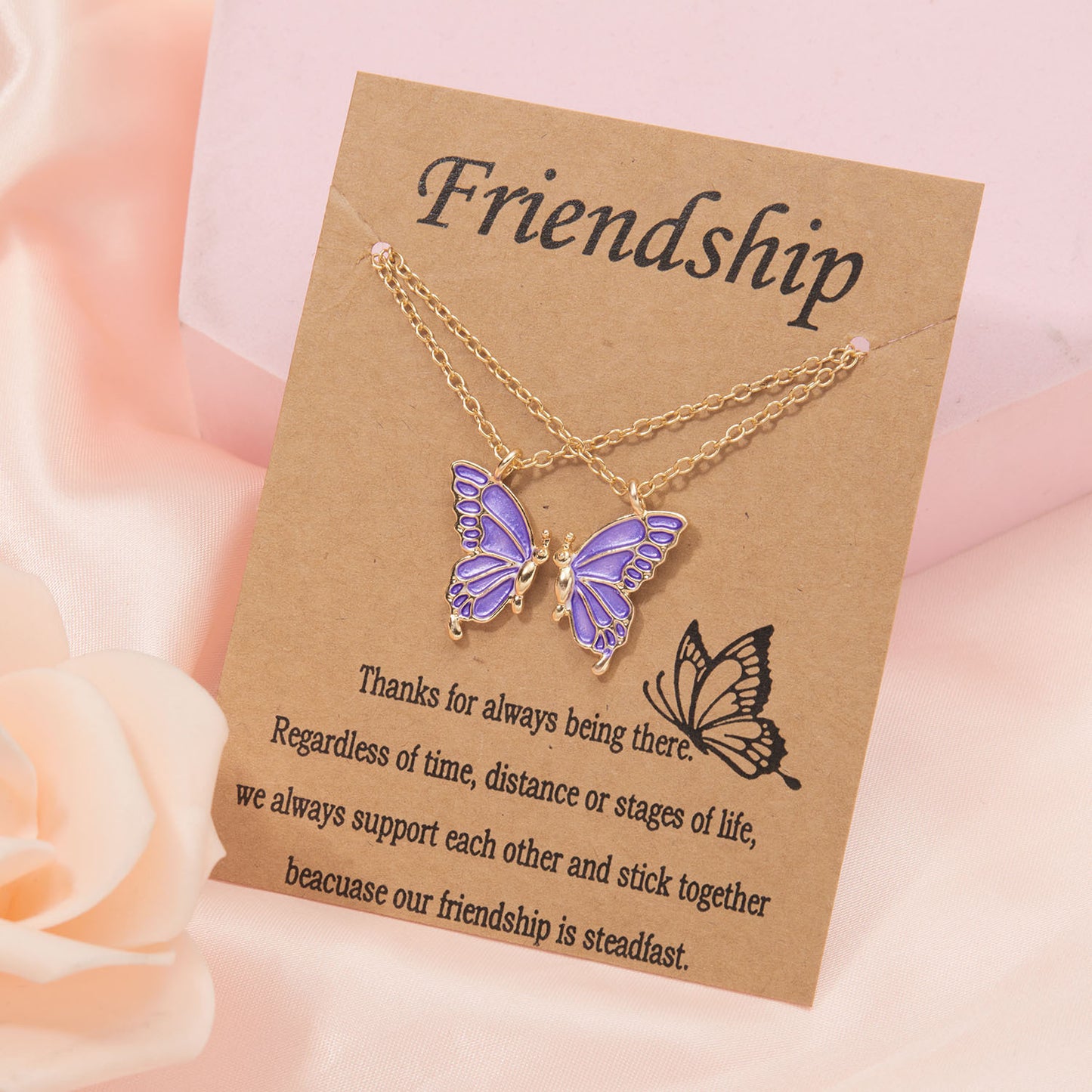 Friendship Paper Card Necklace Creative Butterfly Commemorative Necklace Fashion Jewelry
