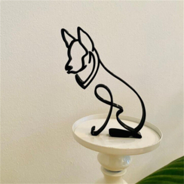 Simple Metal Dog Art Sculptured Ornaments Home Decoration