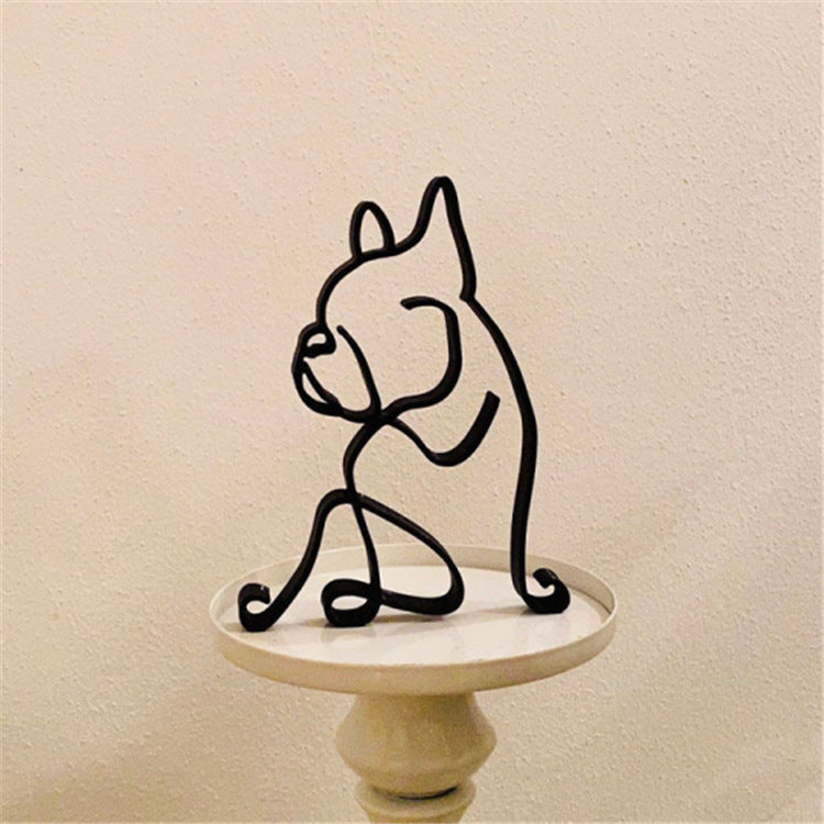 Simple Metal Dog Art Sculptured Ornaments Home Decoration