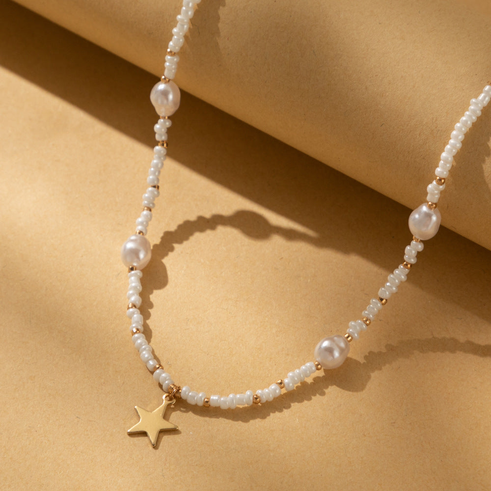 Personalized Vintage Pearl Stitching Bead Necklace Jewelry