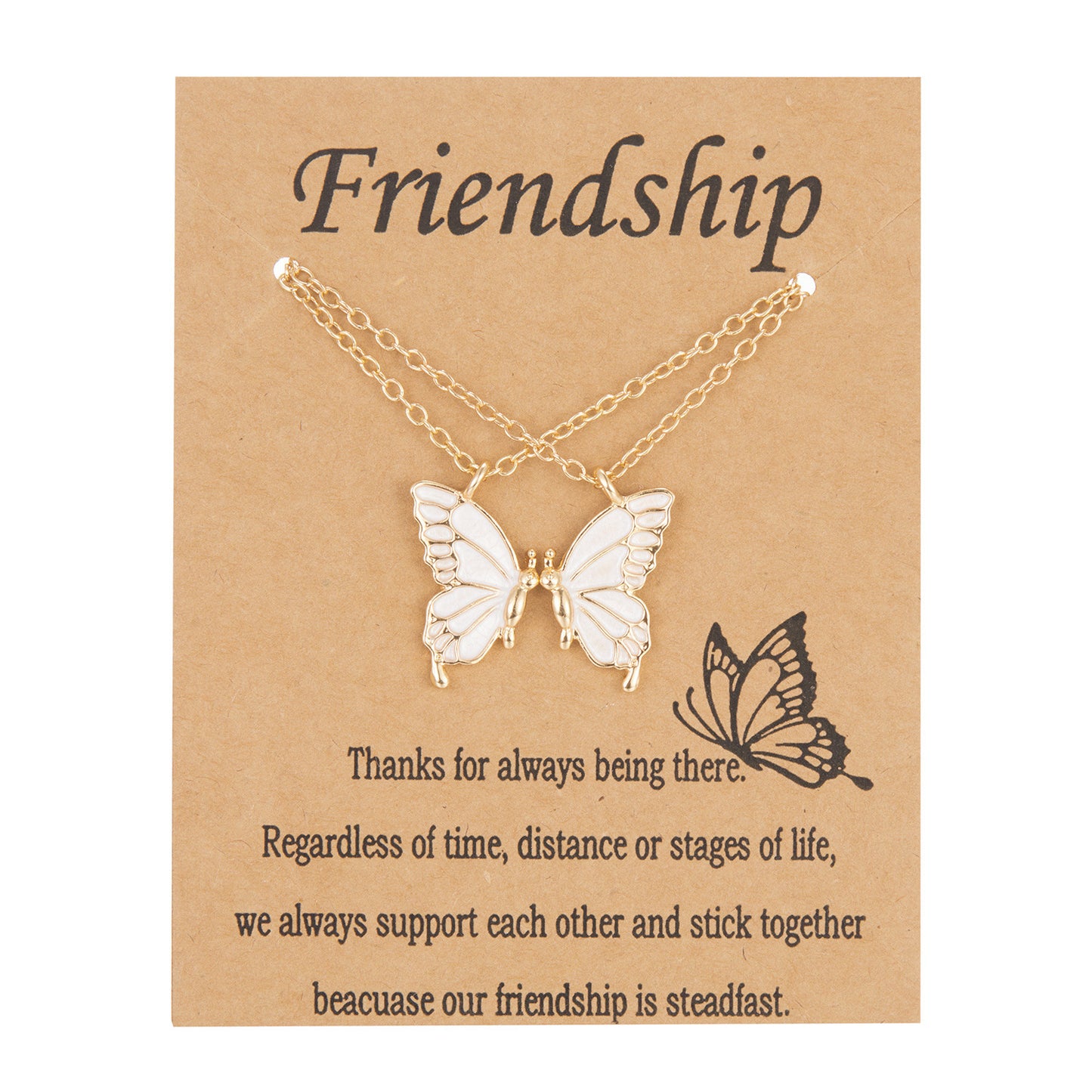 Friendship Paper Card Necklace Creative Butterfly Commemorative Necklace Fashion Jewelry