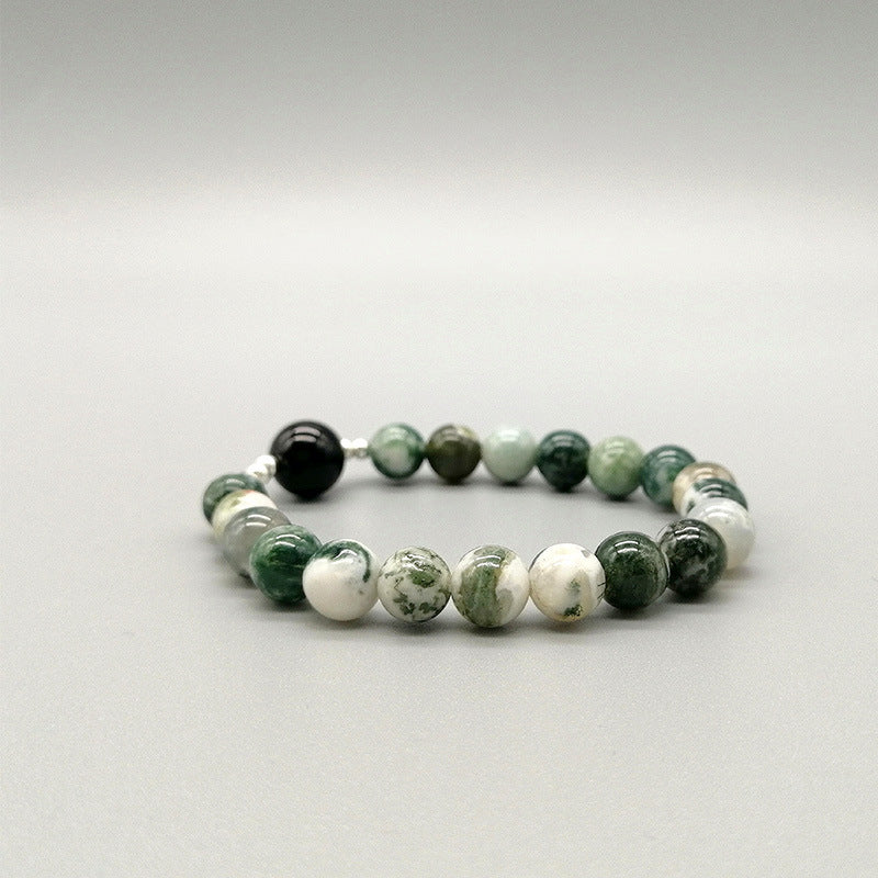 Natural Water Plants Agate Bracelet Silver Accessories
