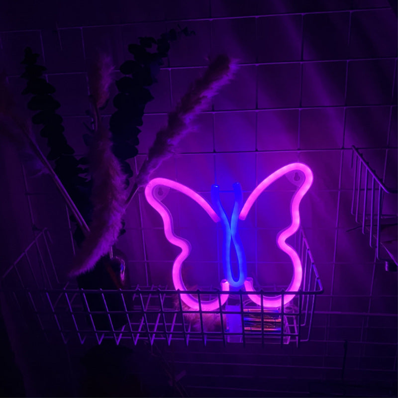 LED Neon Butterfly Interior Decoration Night Light Atmosphere Light
