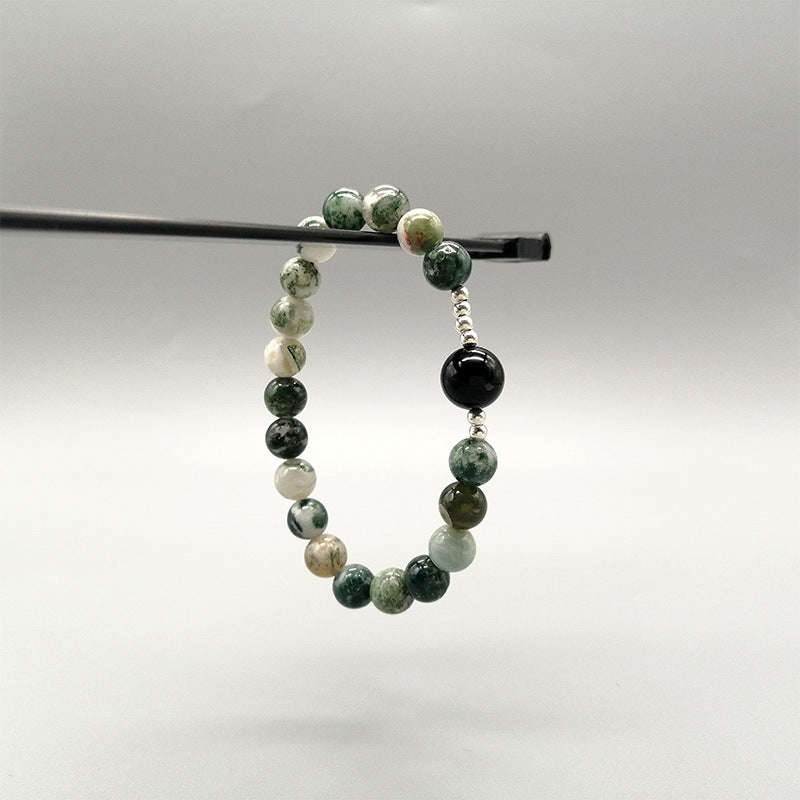 Natural Water Plants Agate Bracelet Silver Accessories