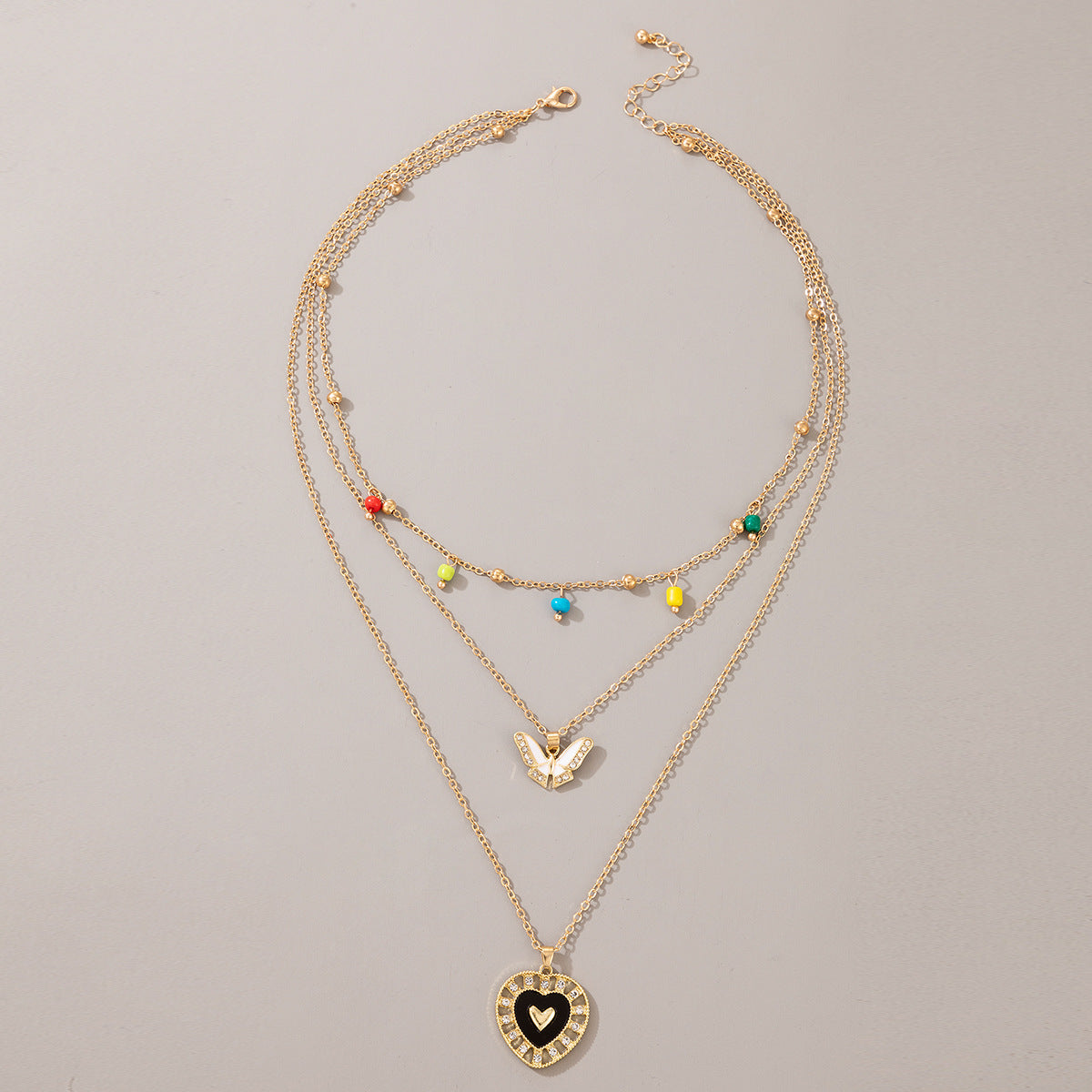 Multi-layer Colorful Rice Bead Dark Love Butterfly Pendant