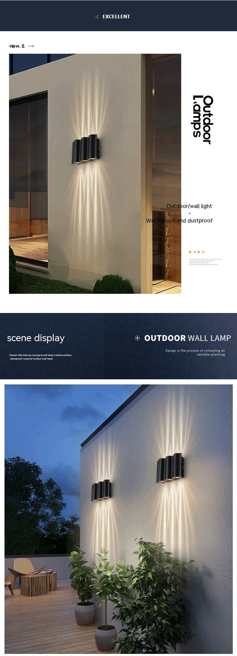 Modern Led Outdoor Up And Down Spotlight Waterproof