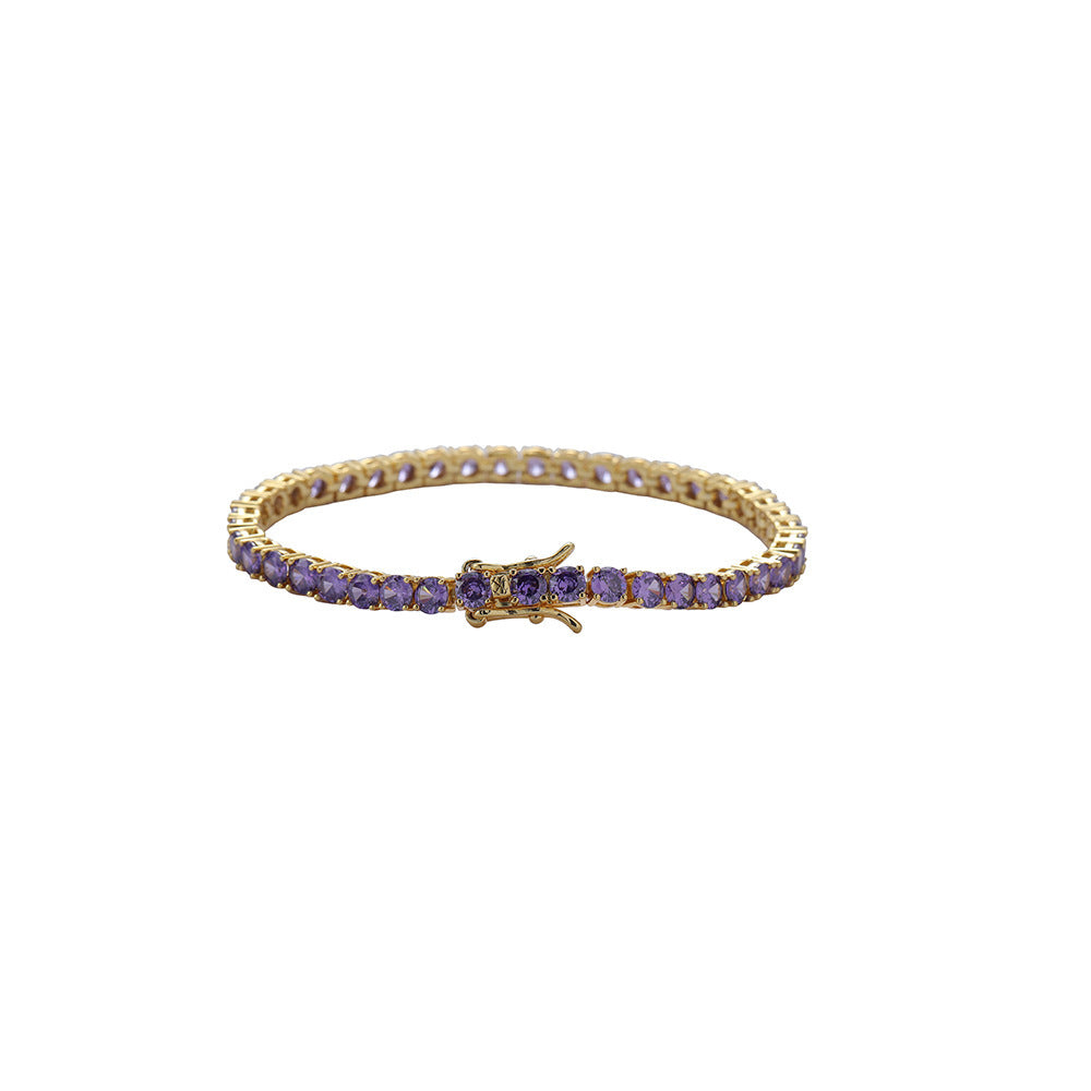 Purple Zirconium Single Row Copper Tennis Bracelet