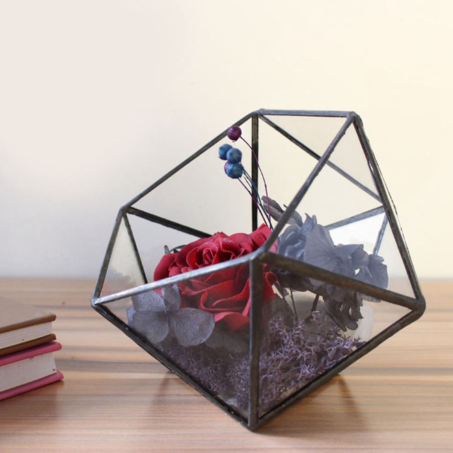 Unique Geometric Glass Planter Container Landscape Decoration for Succulents Moss Fern Plants