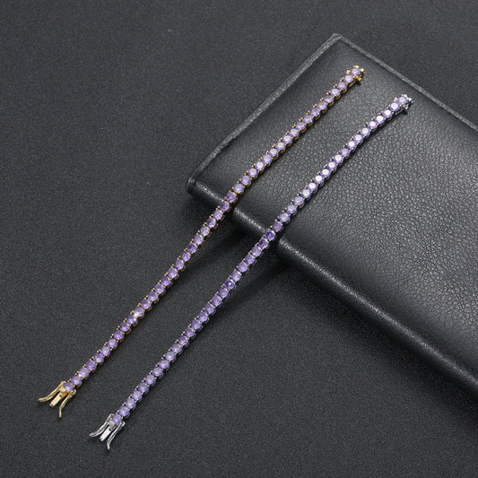 Purple Zirconium Single Row Copper Tennis Bracelet