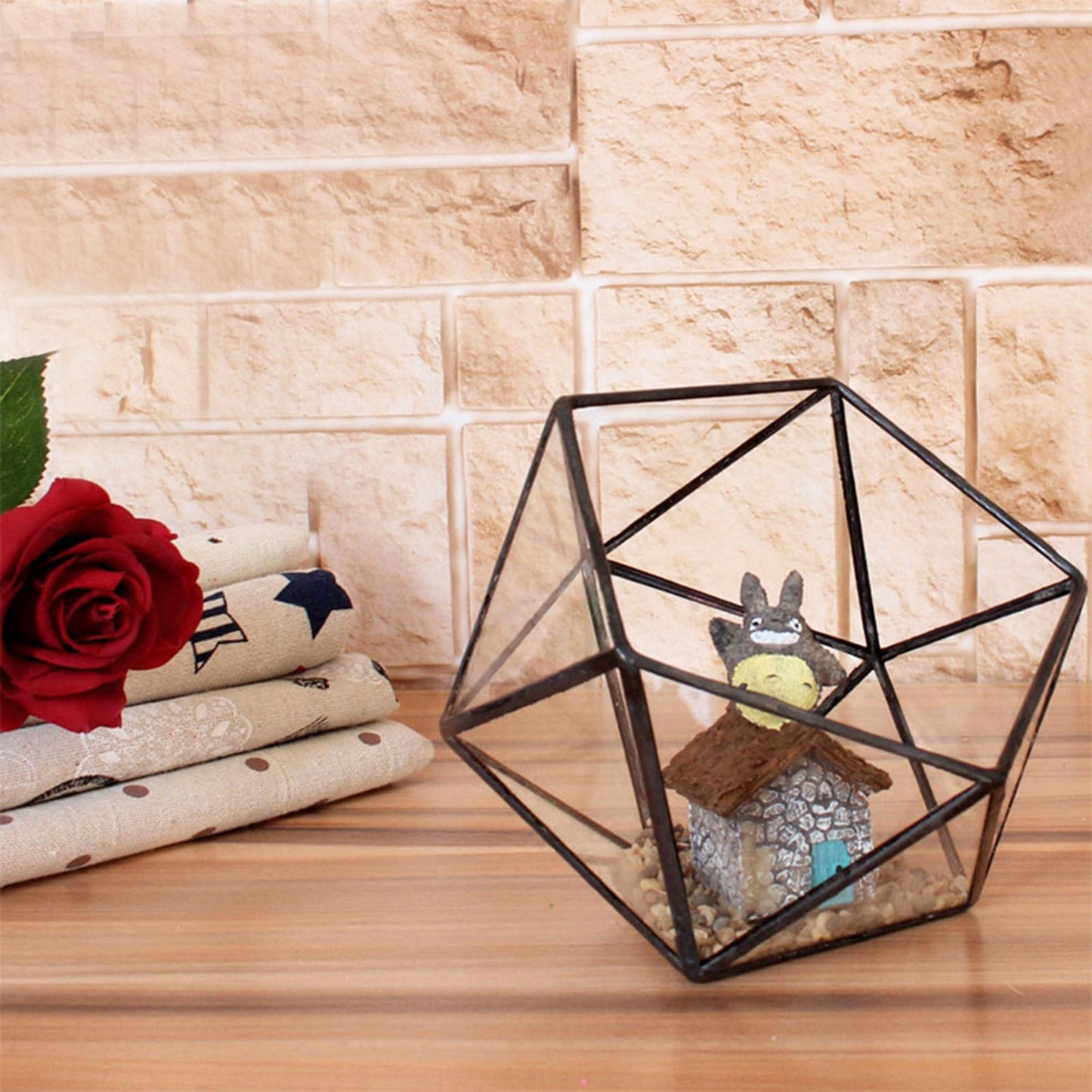 Unique Geometric Glass Planter Container Landscape Decoration for Succulents Moss Fern Plants